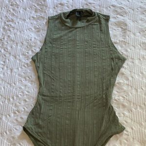 army green turtle neck body suit